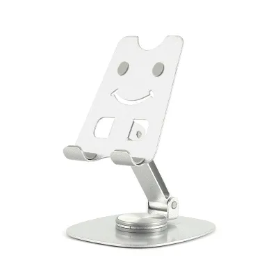 Adjustable Aluminum Phone and Tablet Stand Foldable Desktop 360 Holder with Smile Design
